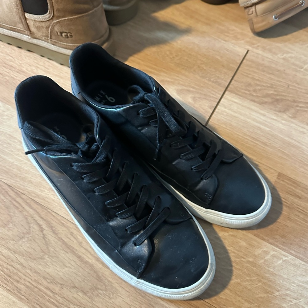 Mix No. 6 Black Leather Low-Top Sneakers with White Outsole